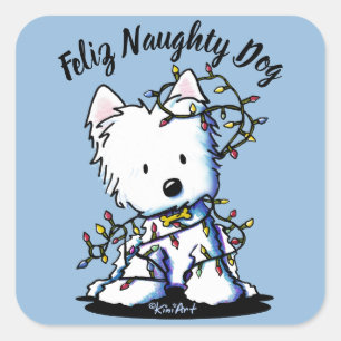 KiniArt Delighted Westie Square Sticker