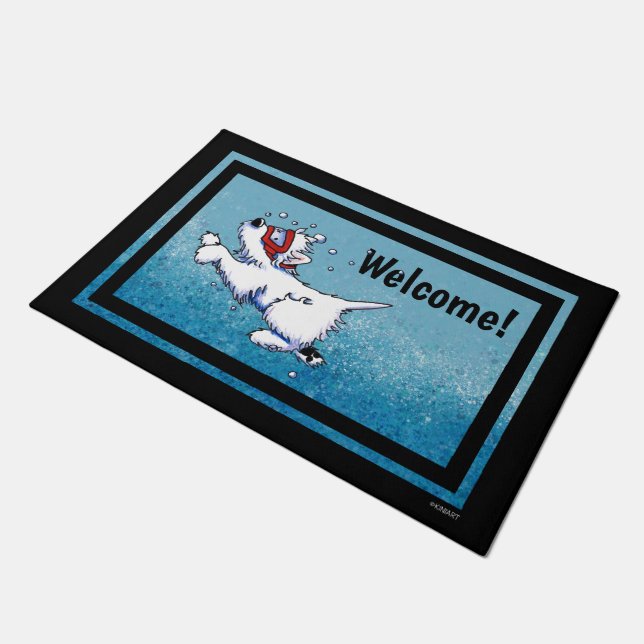 KiniArt Diving Westie Doormat (Angled)