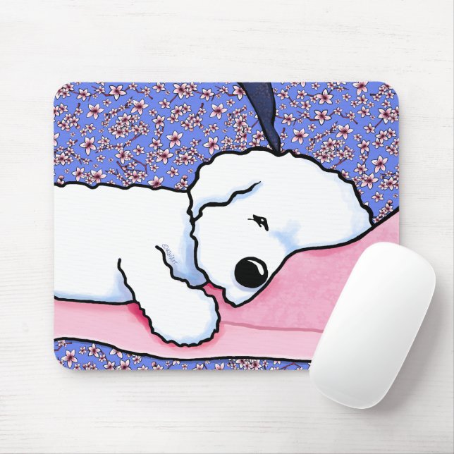 KiniArt Dog Tired Bichon Mouse Mat (With Mouse)