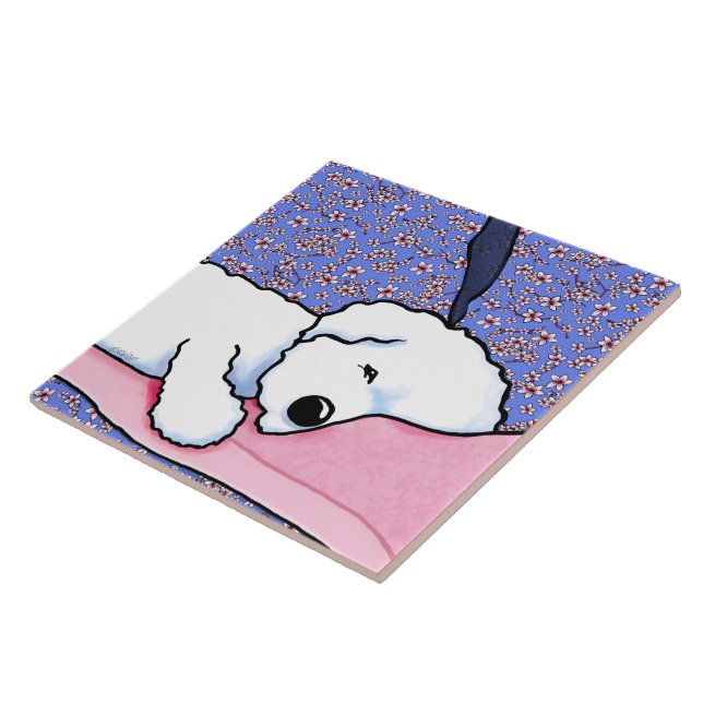 KiniArt Dog Tired Bichon Tile (Side)