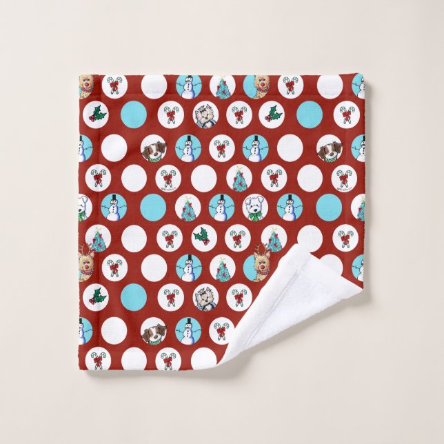 KiniArt Dogs Snowman ChristmasKiniArt dogs and sno Wash Cloth (Wash Cloth)