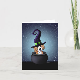 KiniArt Doodle Dog Witch Halloween Card