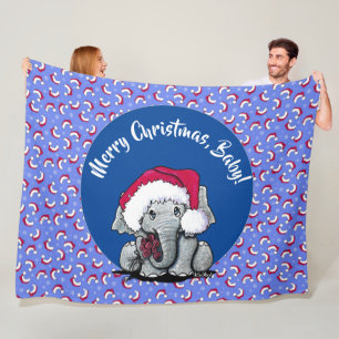 KiniArt Elephant Christmas Fleece Blanket