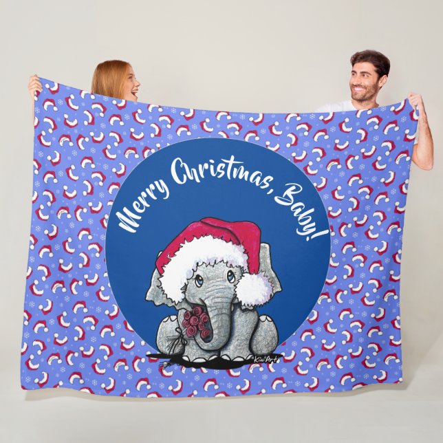 KiniArt Elephant Christmas Fleece Blanket (In Situ)