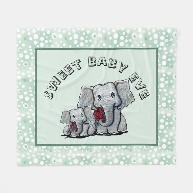 KiniArt Elephant Fleece Blanket (Front (Horizontal))