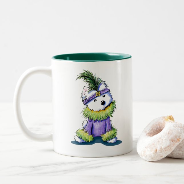 KiniArt Flapper Westie Two-Tone Coffee Mug (With Donut)