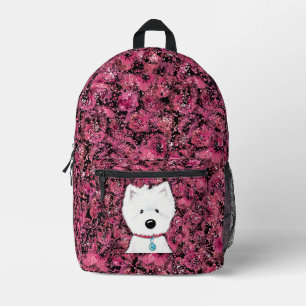 KiniArt Fluffy Westie Floral Impressions Printed Backpack