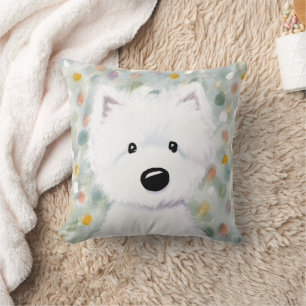 KiniArt Fluffy Westie Impressions Cushion