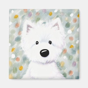 KiniArt Fluffy Westie Impressions  Magnet