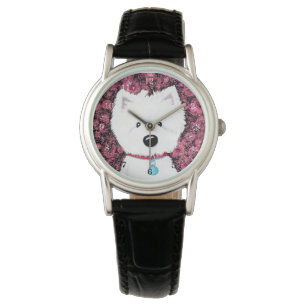 KiniArt Fluffy Westie Roses Watch