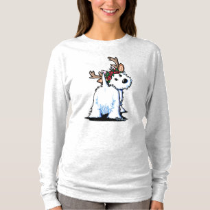 KiniArt Fluffybutt Westie Reindeer T-Shirt