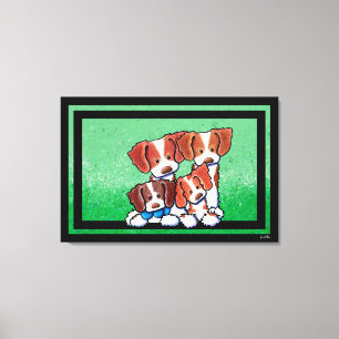 KiniArt Four Brittany Dogs Art Canvas Print