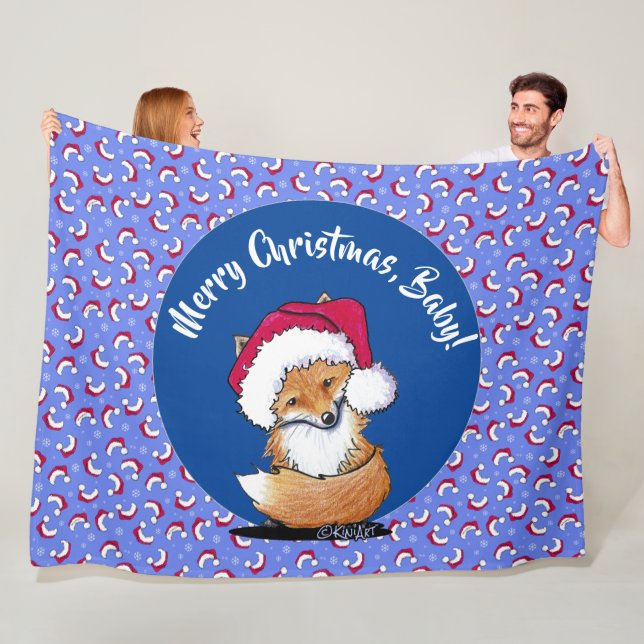 KiniArt Fox Christmas Fleece Blanket (In Situ)