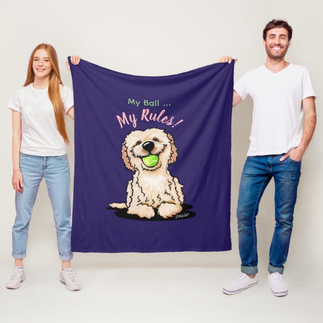 KiniArt Goldendoodle MY BALL Fleece Blanket (In Situ)