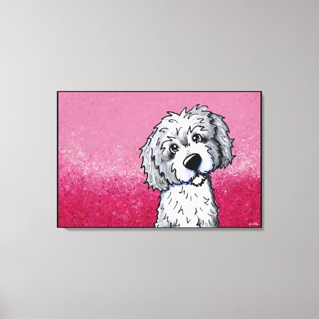 KiniArt Grey and White Goldendoodle Canvas Print (Front)