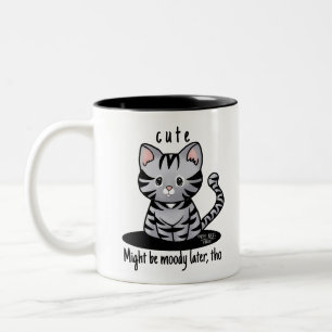 KiniArt Grey Tabby Kitten  Two-Tone Coffee Mug