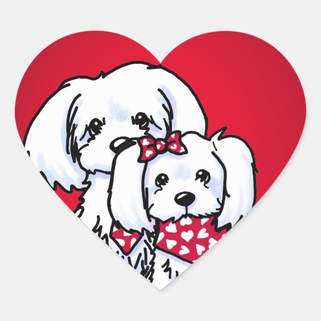 KiniArt Gully & Gidget Red Heart Stickers (Front)