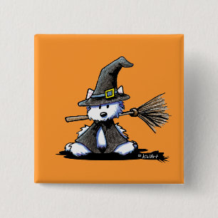 KiniArt Halloween Westie Witch 15 Cm Square Badge
