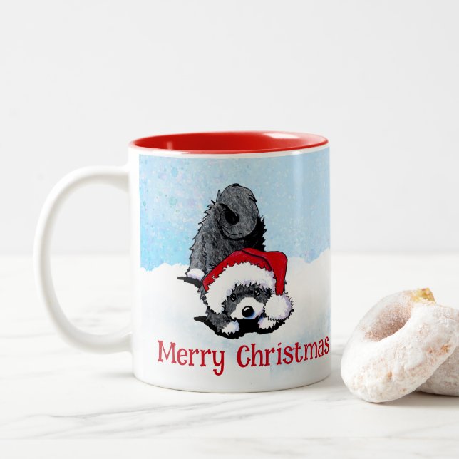 KiniArt Havanese Christmas Two-Tone Coffee Mug (With Donut)
