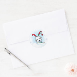 KiniArt Havanese Reindeer Christmas Classic Round Sticker