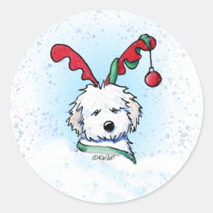 KiniArt Havanese Reindeer Christmas Classic Round Sticker