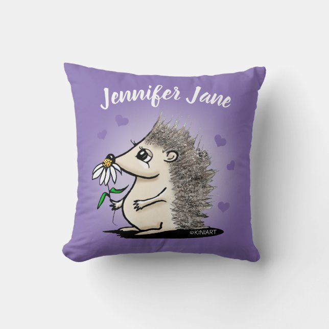 KiniArt Hedgehog Personalised Cushion (Front)