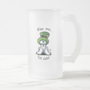 KiniArt Kiss Me Westie Frosted Glass Beer Mug