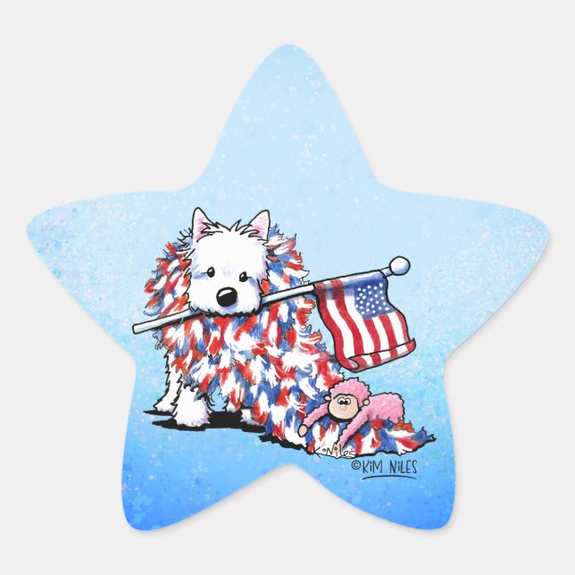 KiniArt Liberty Westie Star Stickers (Front)