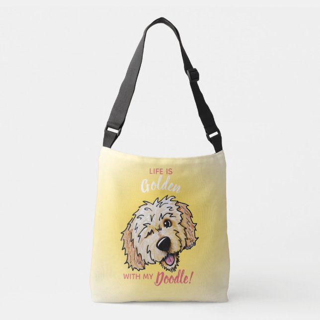 KiniArt Life Is Golden DOODLE Crossbody Bag (Front)