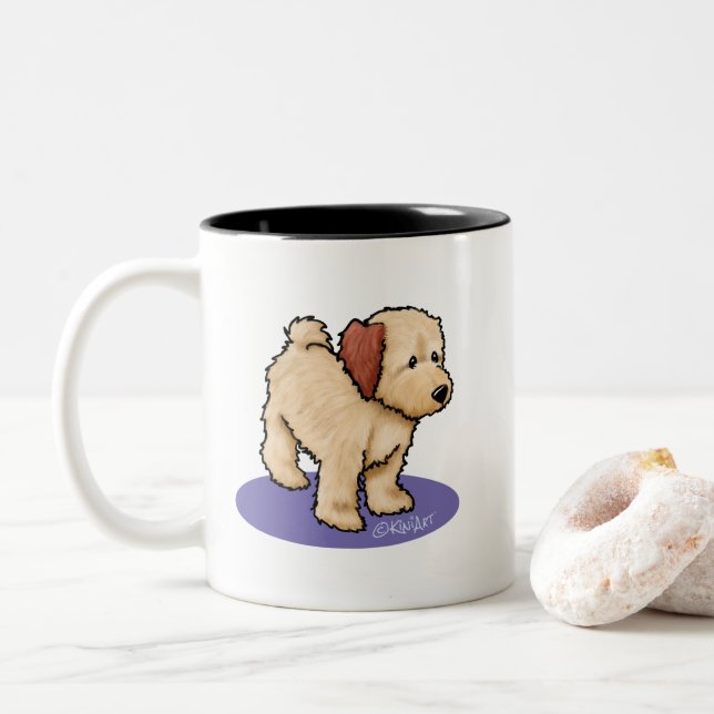 KiniArt Life Is Golden DOODLE T-Shirt Two-Tone Coffee Mug (With Donut)