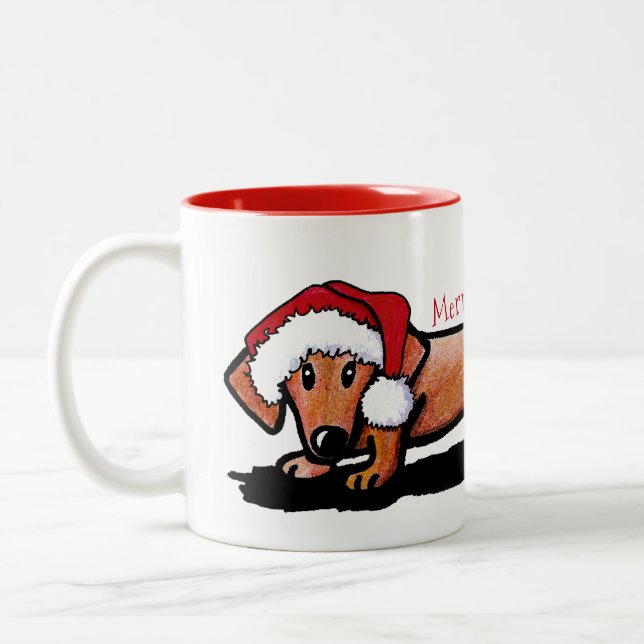KiniArt Little Red Doxie Christmas Mug (Left)