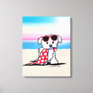 KiniArt Maltese Beach Dog Canvas Print