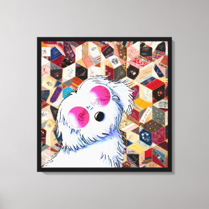 KiniArt Maltese Crazy Quilt Canvas Print