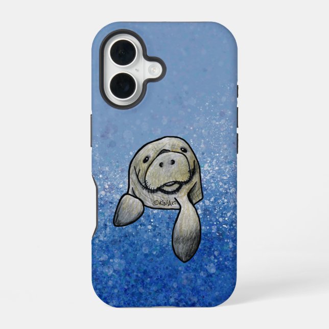 KiniArt Manatee iPhone 16 Case (Back)