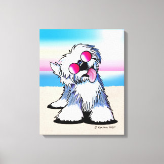 KiniArt Old English Sheepdog Beach Canvas Print