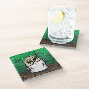 KiniArt Owl  Glass Coaster