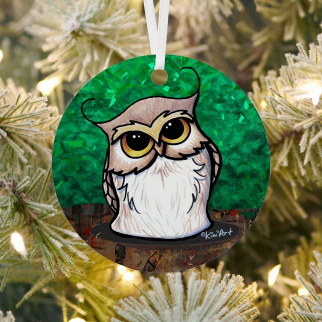KiniArt Owl T-Shirt Metal Tree Decoration (Insitu)