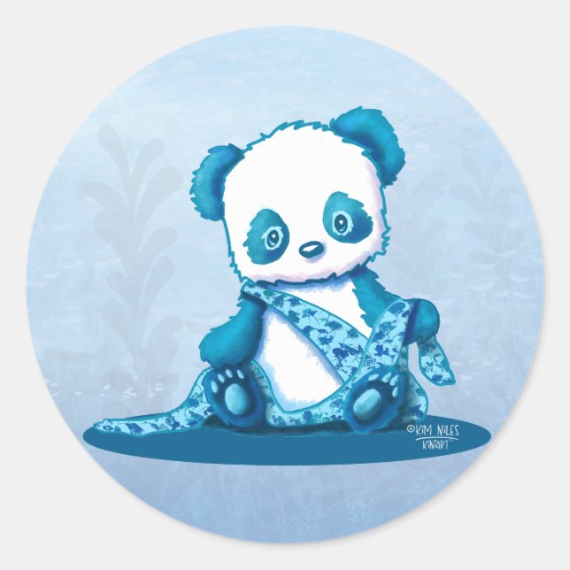 KiniArt Panda Cub  Classic Round Sticker (Front)