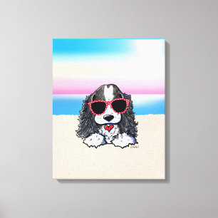 KiniArt Parti Cocker Spaniel Dog Beach Canvas Prin Print