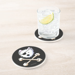 KiniArt Pirate Westie Crossbones Coaster