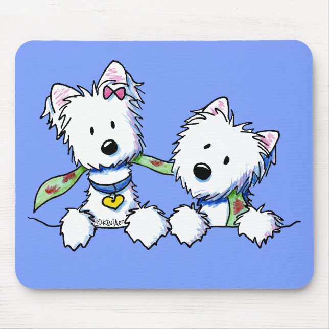 KiniArt Pocket Westie Boy and Girl Mouse Mat (Front)