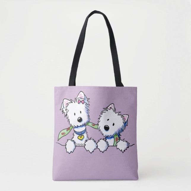 KiniArt Pocket Westie Boy and Girl Tote Bag (Front)