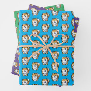 KiniArt Pom Wrapping Paper Flat Sheet Set of 3
