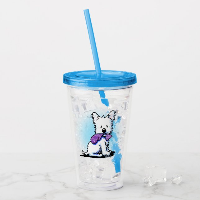 KiniArt Purple Lover Westie Acrylic Tumbler (Front Ice)
