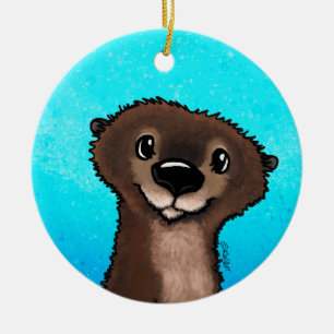 KiniArt River Otter Ceramic Tree Decoration