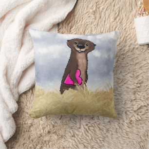 KiniArt River Otter Throw Pillow