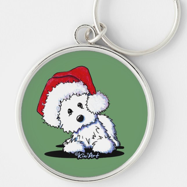 KiniArt Santa Westie Dog Key Ring (Front)