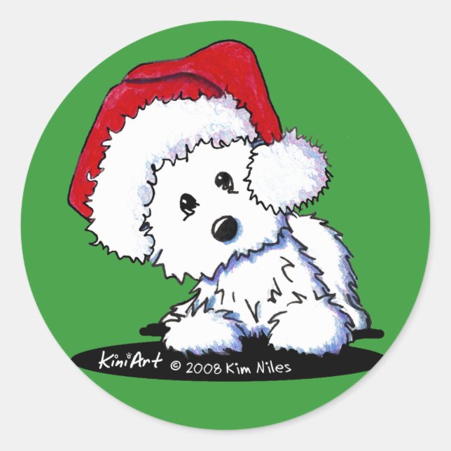 KiniArt Santa Westie Dog Stickers (Front)