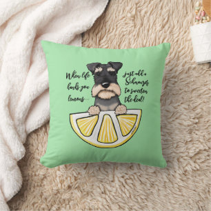 KiniArt Schnauzer Life Lemons Accent Pillow