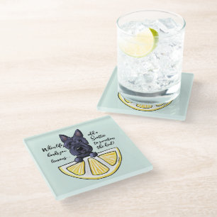 KiniArt Scottie Life Lemons Glass Coaster
